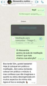 Aluna reflete sobre desorganização e foco após aula de meditação