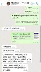 Aluna relata evolução do grupo após treino com simulados