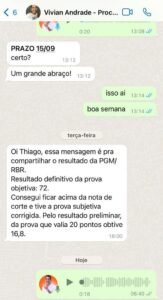 Aluna fica acima da nota de corte na discursiva