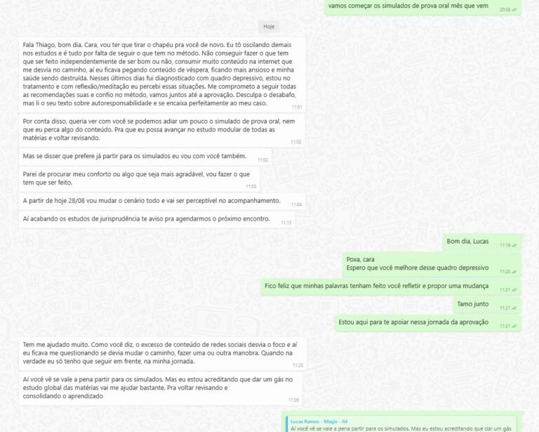 Aluno relata quadro depressivo e retomada do compromisso com estudos