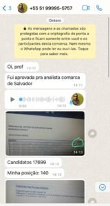 Aluna aprovada para analista em comarca de Salvador