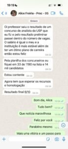 Aluna aprovada dentro do número de vagas em concurso