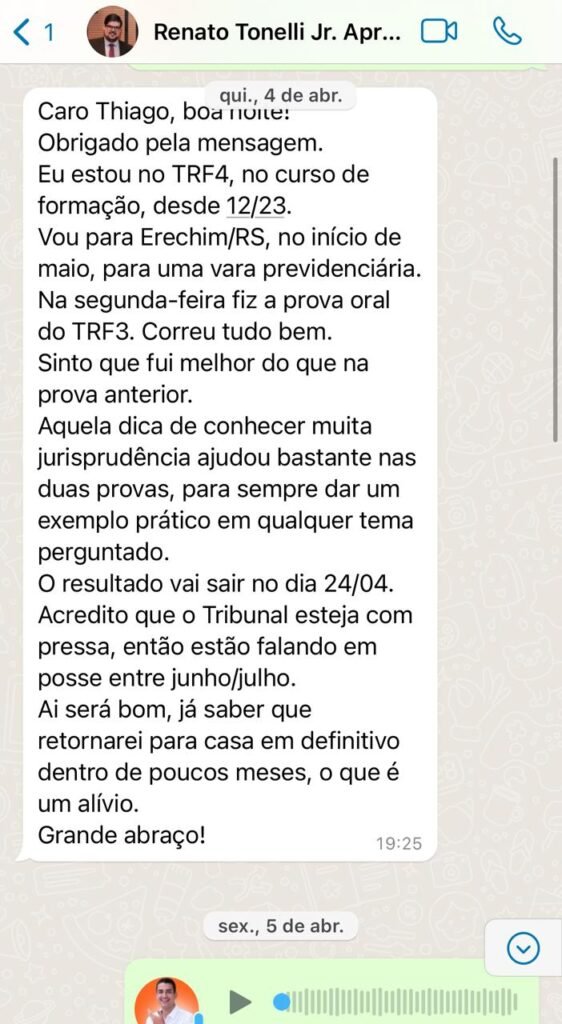 Aluno aprovado relata prova oral de novo tribunal