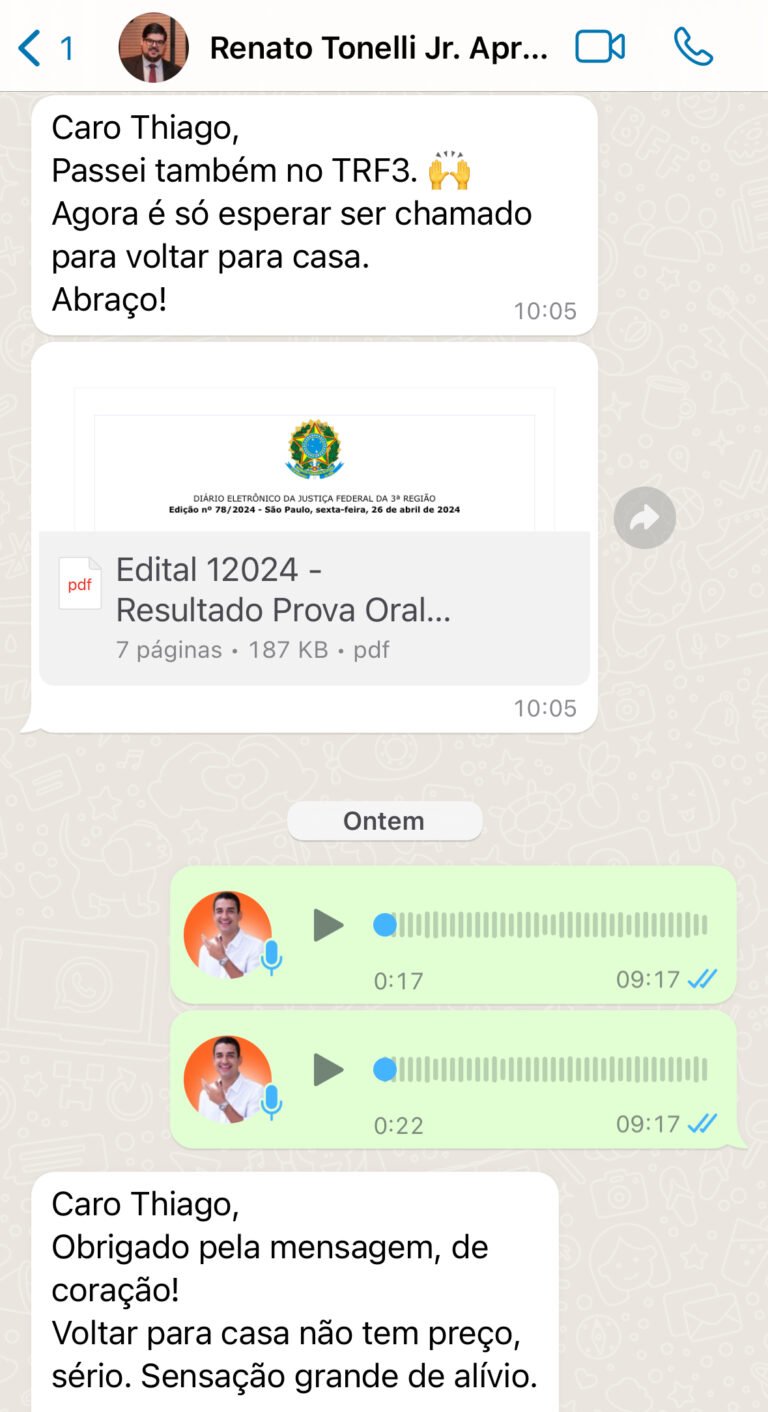 Aluno é aprovado também em tribunal federal