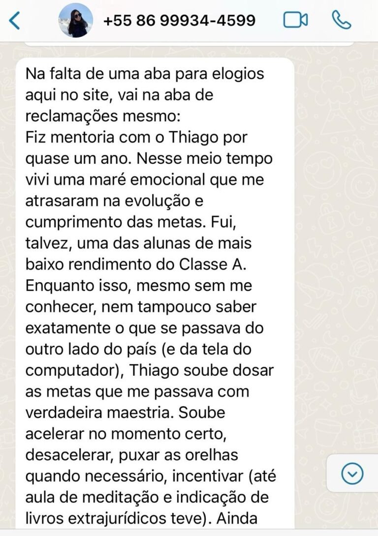 Aluna relata evolução no ritmo de estudos e leitura