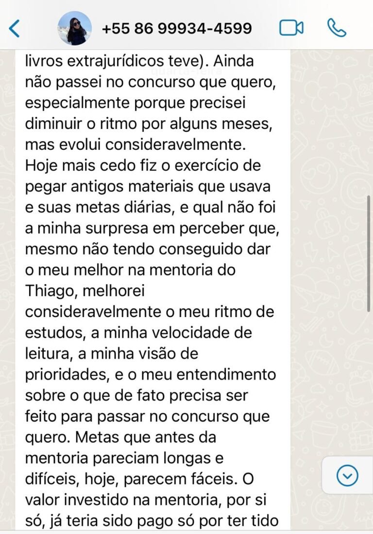 Continuação: aluna descreve evolução mesmo sem aprovação