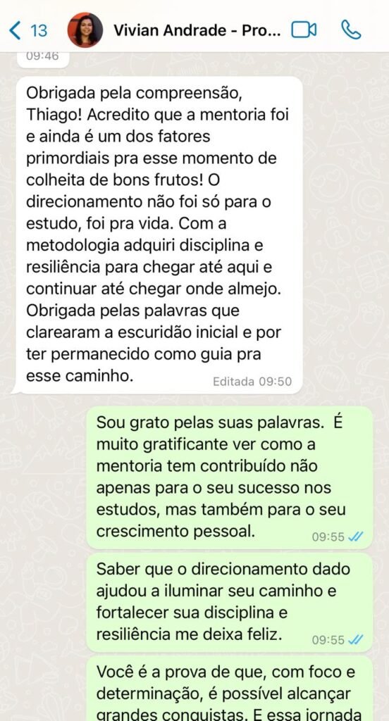 Vivian agradece mentoria por clarear caminho e trazer disciplina