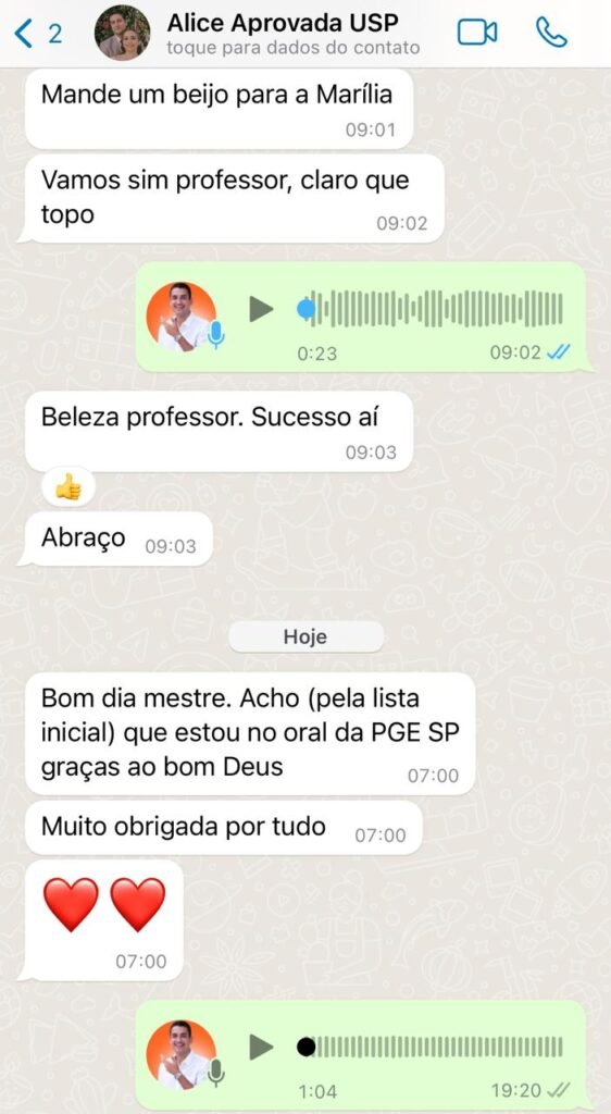 Alice comemora estar na lista da prova oral PGE SP