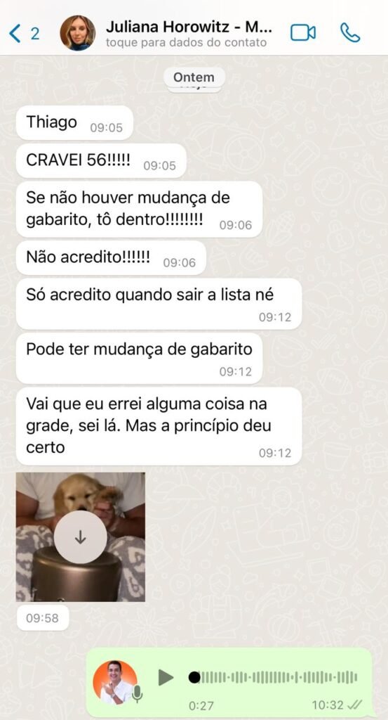 Aluna Juliana comemora pontuação alta no ENAM