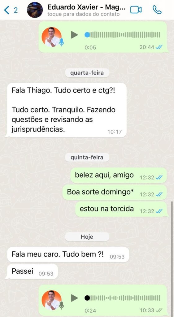 Aluno Eduardo avisa que passou no concurso