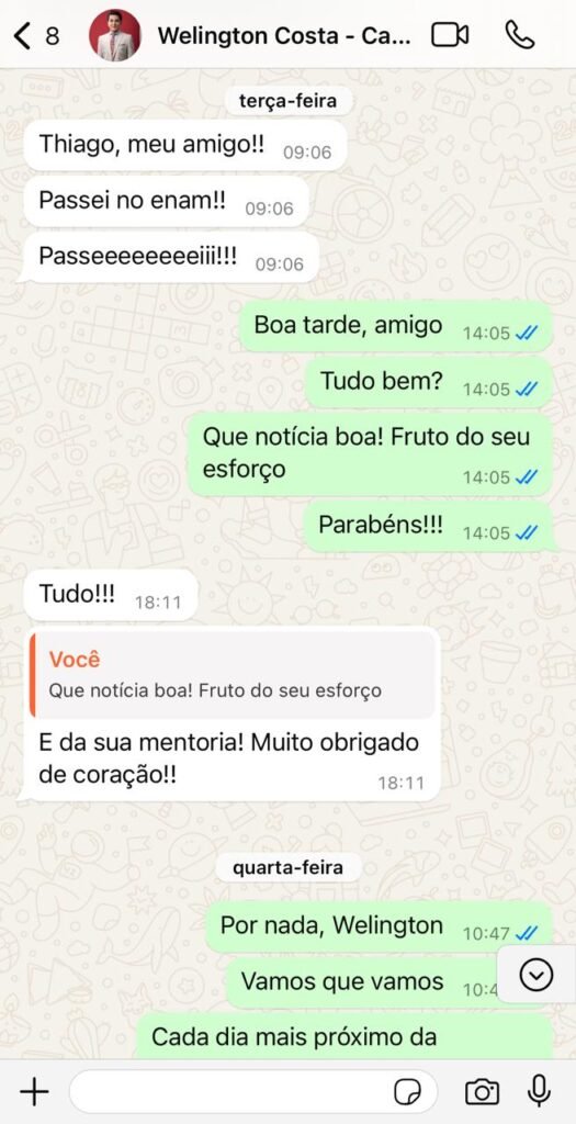 Aluno Welington comemora aprovação no ENAM
