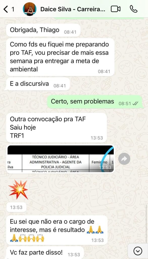 Daice recebe nova convocação para TAF do TRF1