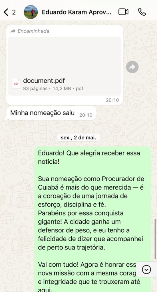 Eduardo celebra nomeação como Procurador em Cuiabá