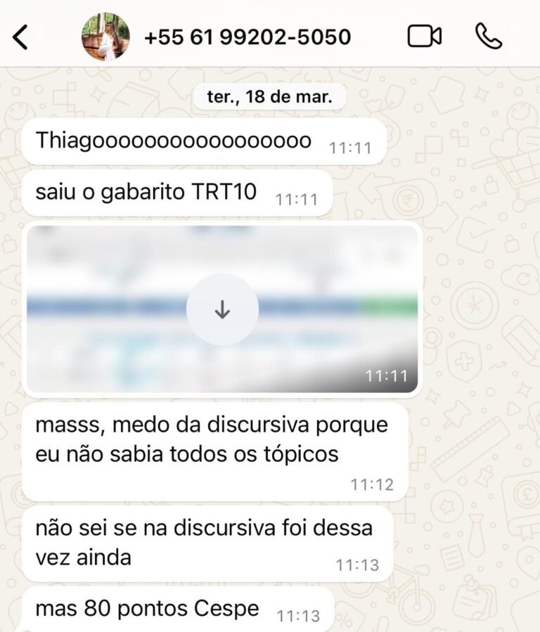 Daice comenta gabarito do TRT10, 80 pontos