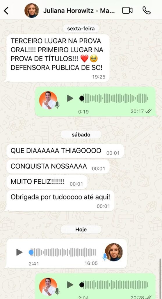 Juliana fica em 3º lugar na prova oral