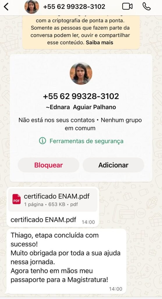 Ednara conclui etapa e recebe certificado do Enam
