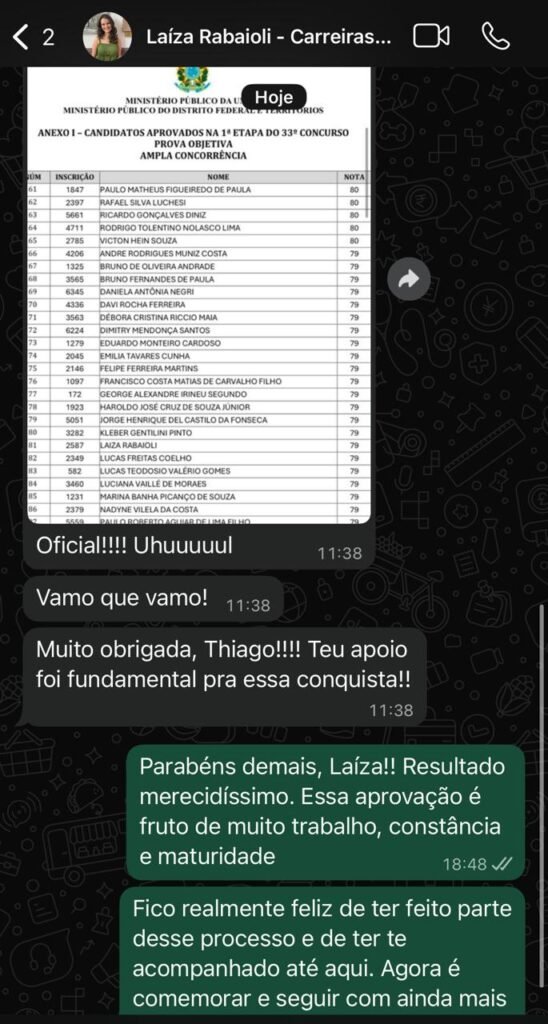 Laíza é aprovada no concurso do MPDFT
