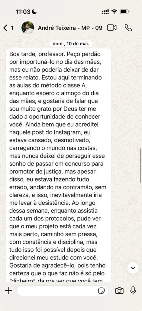 André relata desmotivação superada com o método