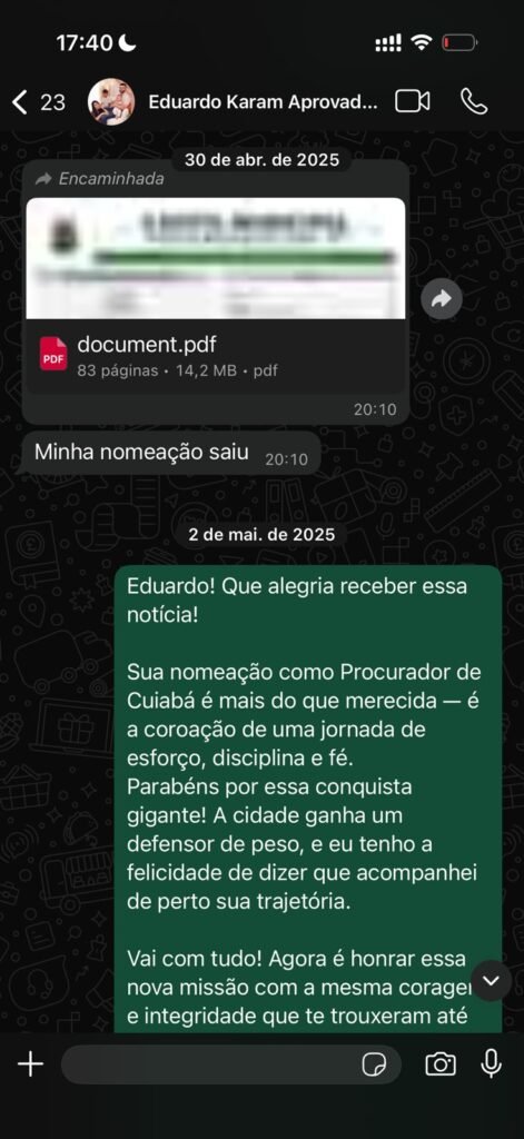 Nomeação como Procurador de Cuiabá