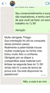 Aluno pergunta sobre aula de teoria de prova oral do TJSP
