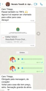 Renato aprovado no TRF3, celebra volta para casa