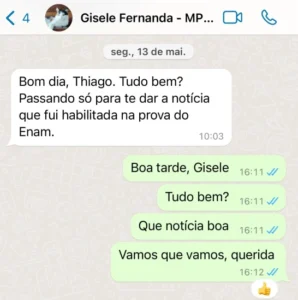 Gisele habilitada na prova do ENAM