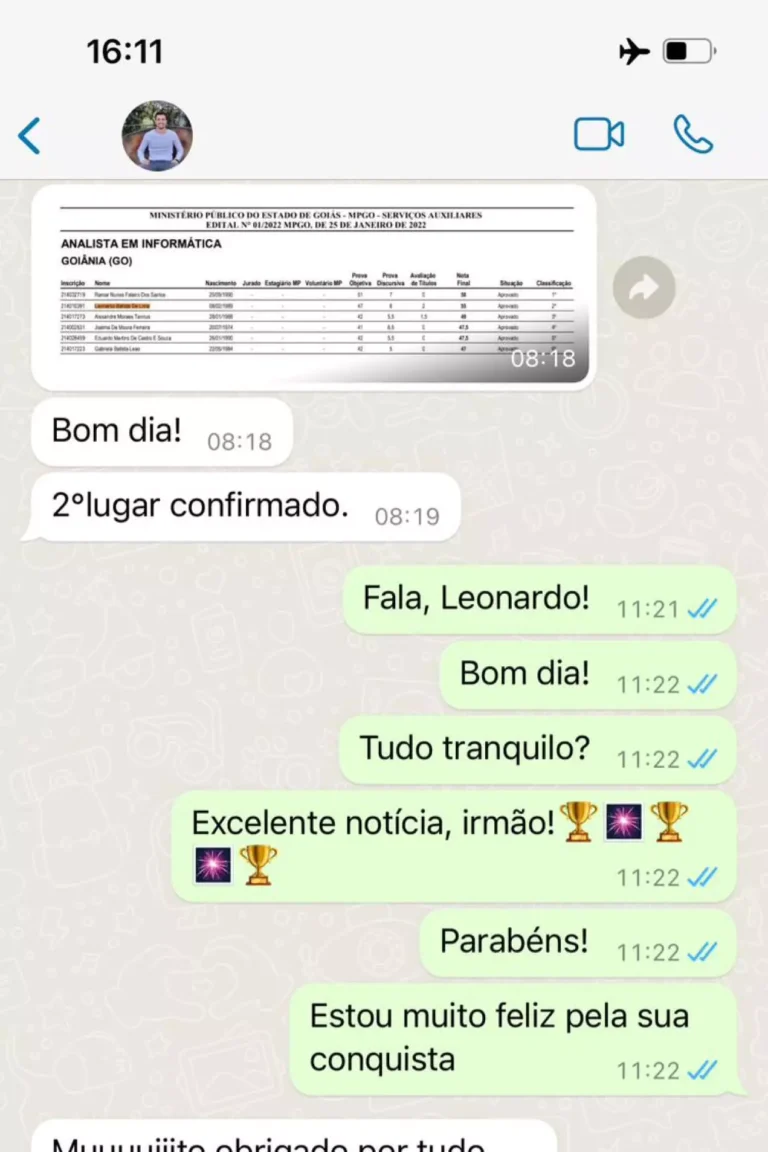 Leonardo confirma 2º lugar em concurso do MPGO